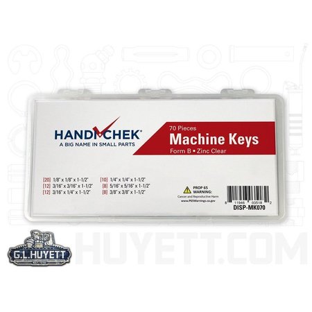 G.L. Huyett Key Stock and Machine Keys Assortment Machine Key Kit, Zinc, 70 Pieces DISP-MK070